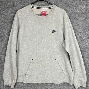 Nike Fleece Crewneck Sweatshirt Gray L Kangaroo Pocket Pullover